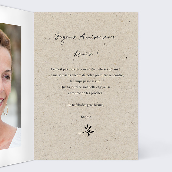 Carte anniversaire Photomaton Nature Intérieur Droit