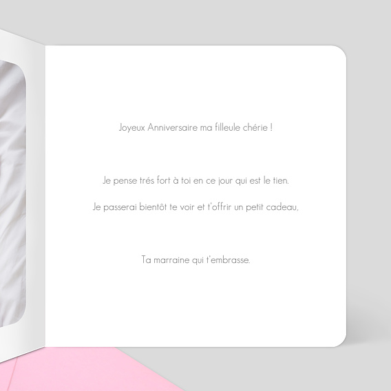 Carte anniversaire enfant Ruban Rose Intérieur Droit