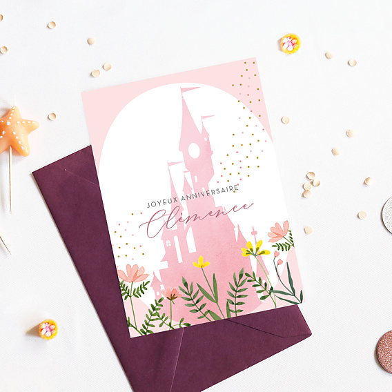 Carte anniversaire enfant Château Féerique Après 1