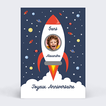 Carte Anniversaire enfant Fusée