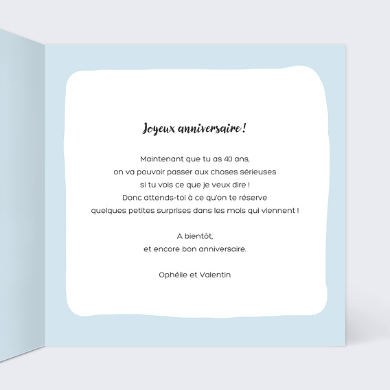 Carte anniversaire Balais Intérieur Droit