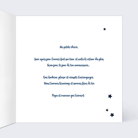 Carte anniversaire Bonne Étoile Intérieur Droit
