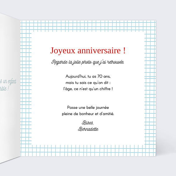 Carte anniversaire Cahier d'École Intérieur Droit