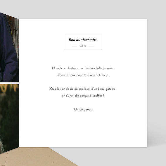Carte anniversaire enfant Multiphotos Etiquette Intérieur Droit