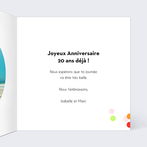 Carte anniversaire Party 20 Intérieur Droit