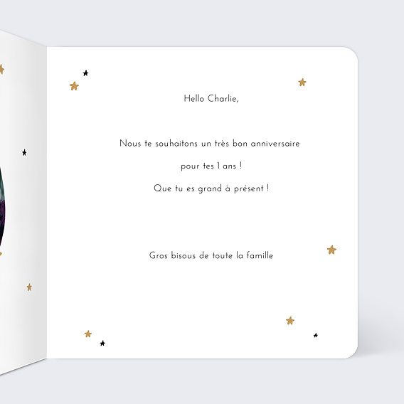 Carte anniversaire enfant Petit Astronaute Intérieur Droit