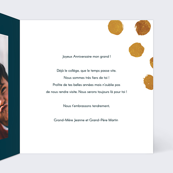 Carte anniversaire enfant Poinçons Intérieur Droit