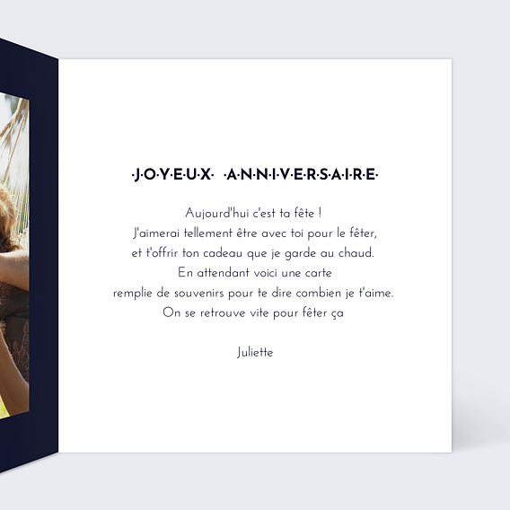 Carte anniversaire Rétrospective Photomaton Intérieur Droit