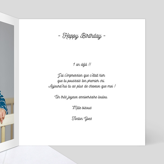 Carte anniversaire enfant Tirets Gâteau d'Anniversaire Intérieur Droit