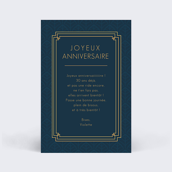 Carte anniversaire Années Folles Verso
