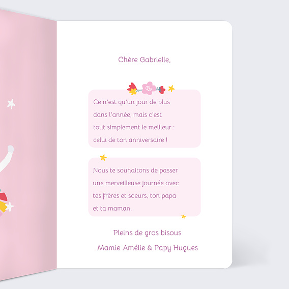 Carte anniversaire enfant Licorne Arc-en-ciel Intérieur Droit