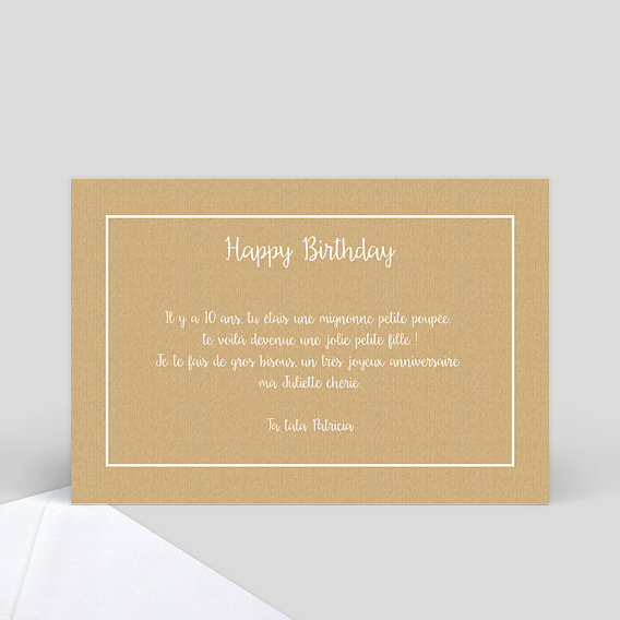 Carte anniversaire enfant Jolis Cadres Verso