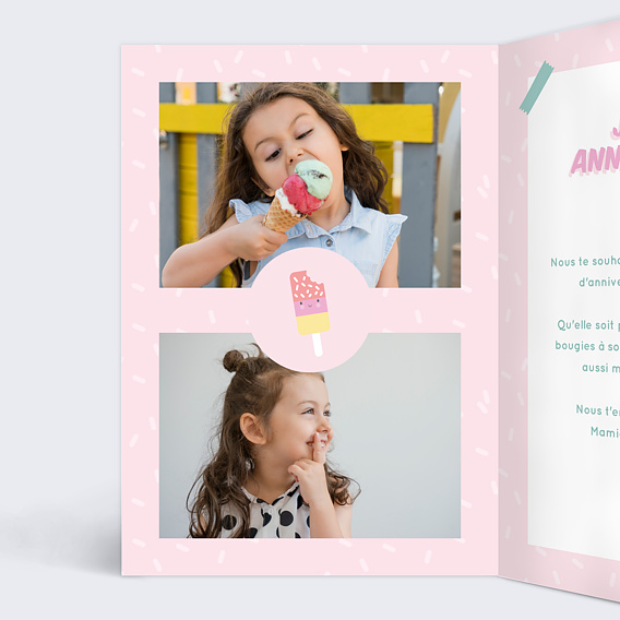 Carte anniversaire enfant Cornet Festif Intérieur Gauche