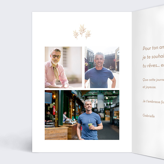 Carte anniversaire Élégance Ocre Intérieur Gauche