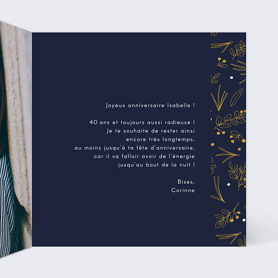 Carte anniversaire Champêtre Intérieur Droit