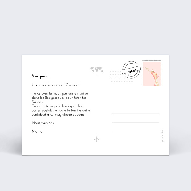Carte Anniversaire Roadtrip Avion - Bon Pour Verso