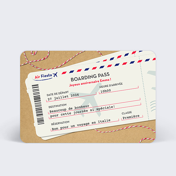Anniversaire Adulte Boarding Pass - Bon Pour Voyage