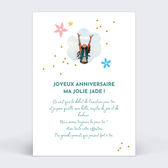Carte anniversaire enfant Chaton Verso