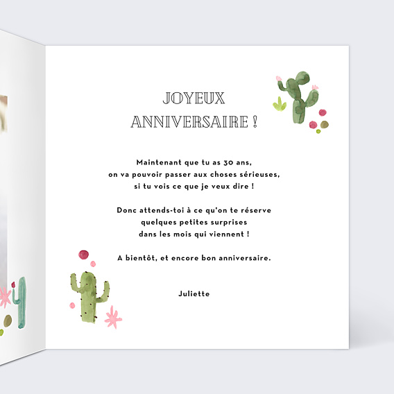 Anniversaire Adulte Cactus