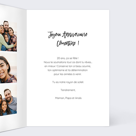 Carte anniversaire Belles Lettres Intérieur Droit