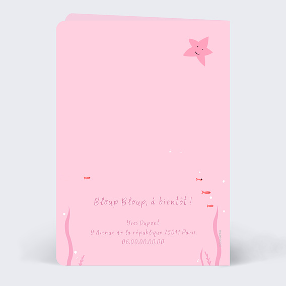 Carte anniversaire enfant Petite Sirène Verso