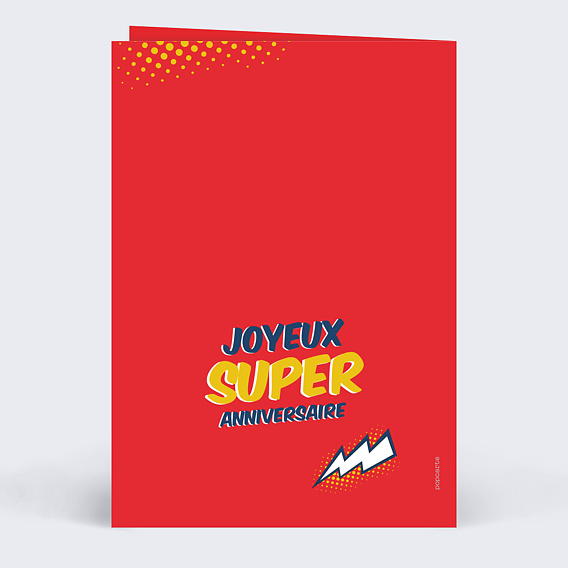Carte anniversaire enfant Drôle de super-héros Verso
