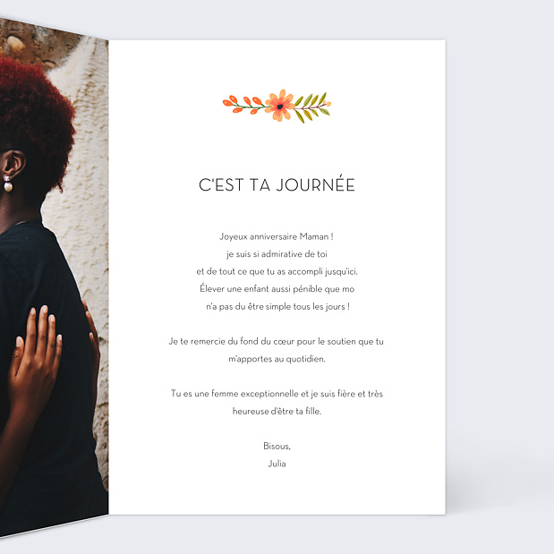 Carte Anniversaire Bouquet Printanier Intérieur Droit