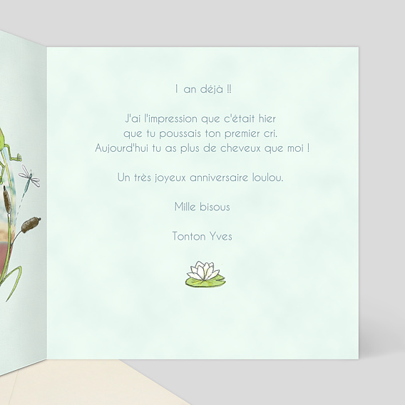 Carte anniversaire enfant Bateau Mouche Intérieur Droit