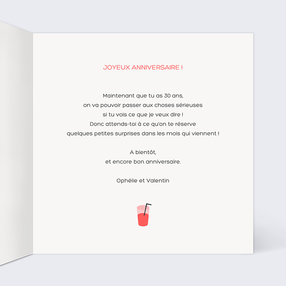 Carte anniversaire Rebus Intérieur Droit