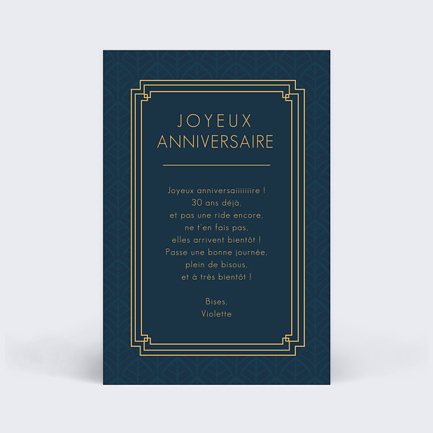 Carte Anniversaire Années Folles Verso