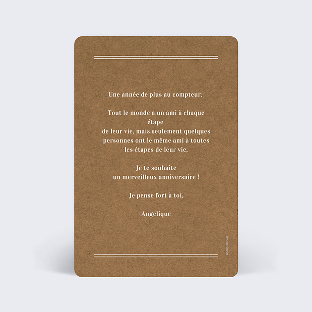 Carte Anniversaire Bohème Verso