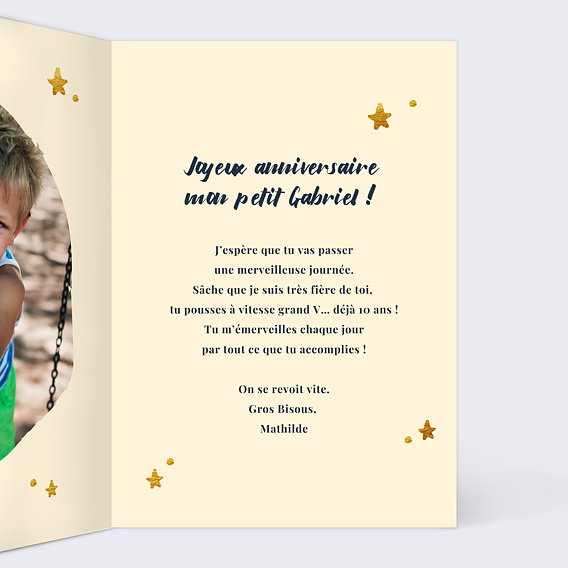 Carte anniversaire enfant Dragon Intérieur Droit
