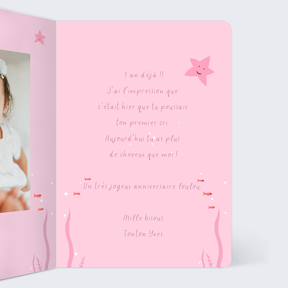 Carte anniversaire enfant Petite Sirène Intérieur Droit