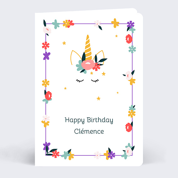 Anniversaire Enfant Licorne Fleurs