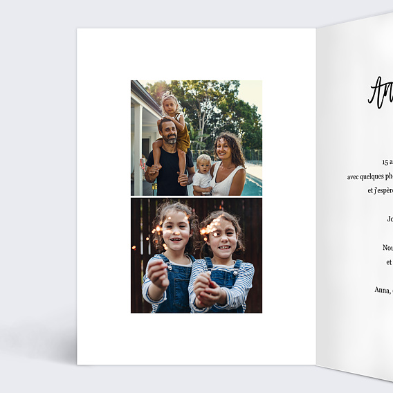 Carte anniversaire Multiphoto Chic Intérieur Gauche