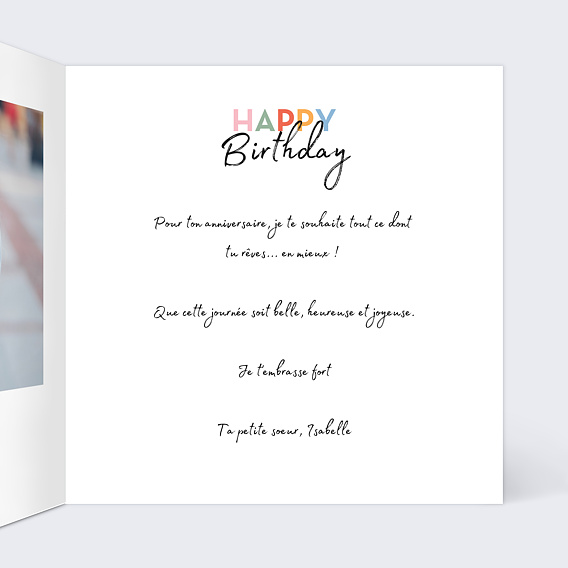 Carte anniversaire Devinette Colorée Intérieur Droit