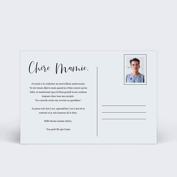 Carte Anniversaire Carte Postale Chic Verso