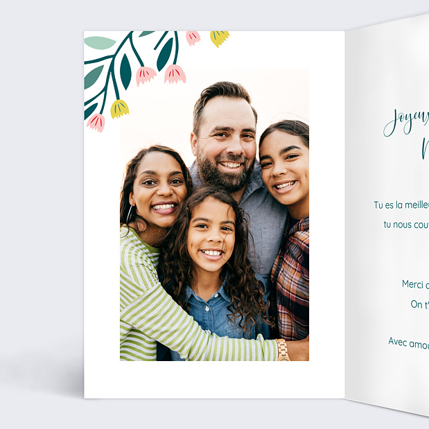 Carte Anniversaire Floral Atmosphère Intérieur Gauche