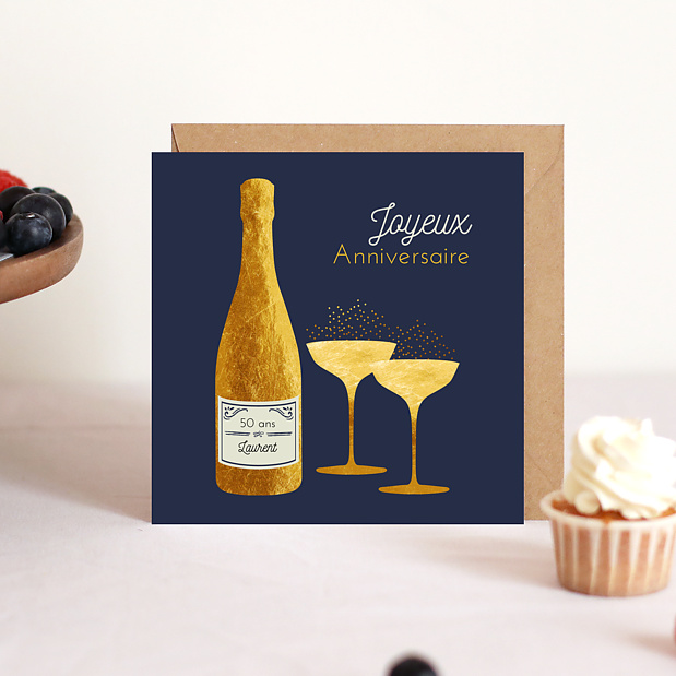 Carte Anniversaire Bulles Dorées