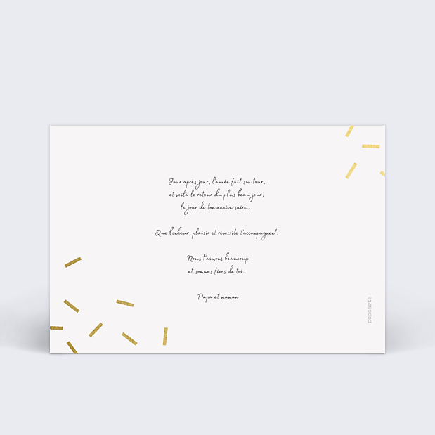 Carte Anniversaire Chic Confettis Verso