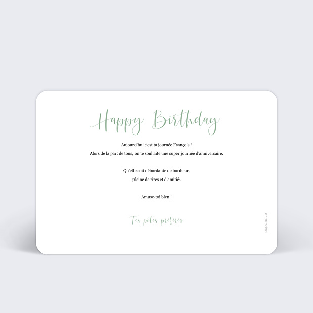 Carte Anniversaire Cinematic III Verso