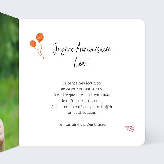 Carte anniversaire enfant Fanions Bucoliques Intérieur Droit