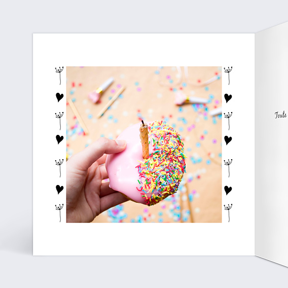 Carte anniversaire Coeur Bucolique Dorure Intérieur Gauche