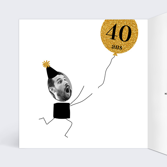 Carte anniversaire Anniversaire Paillettes Intérieur Gauche