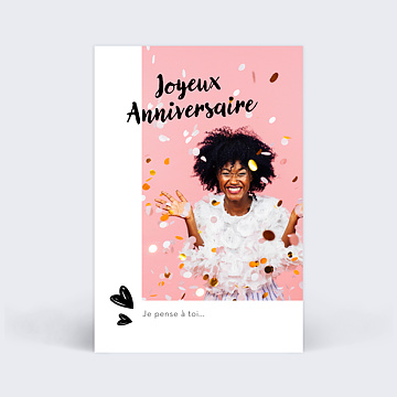 Carte anniversaire adulte Cadre Blanc avec Cœur