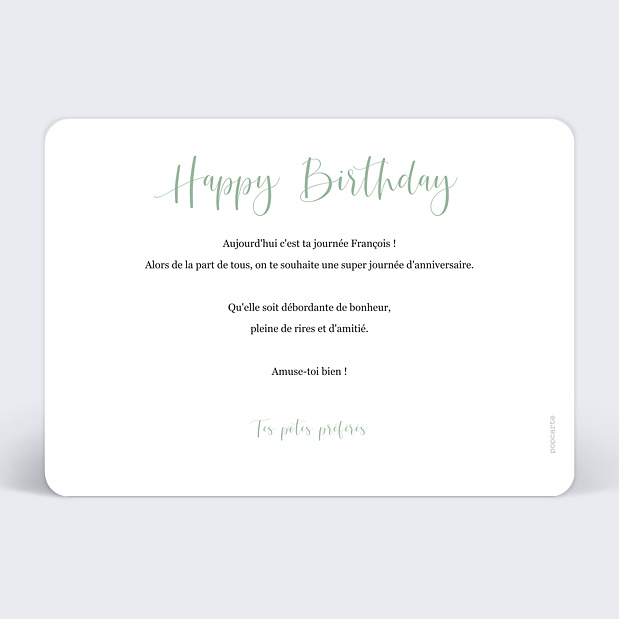 Carte Anniversaire Cinematic III Verso