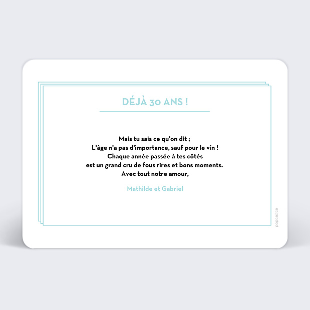Carte Anniversaire Double Filet Verso