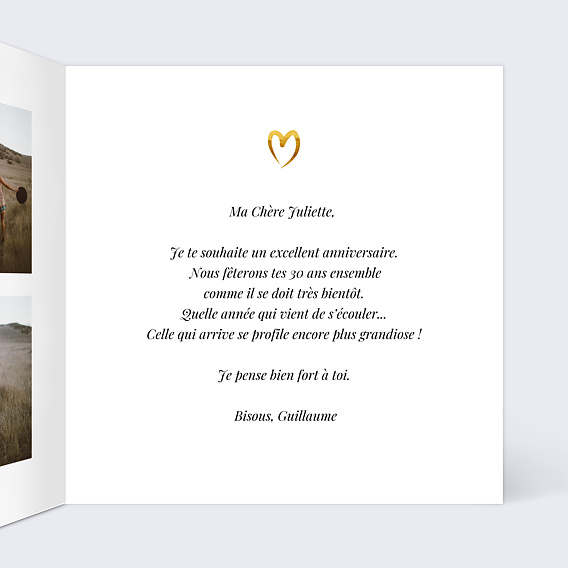 Carte anniversaire Ligne Ocre Intérieur Droit