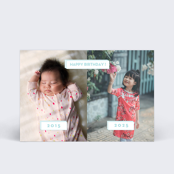 Carte anniversaire enfant Avant Après