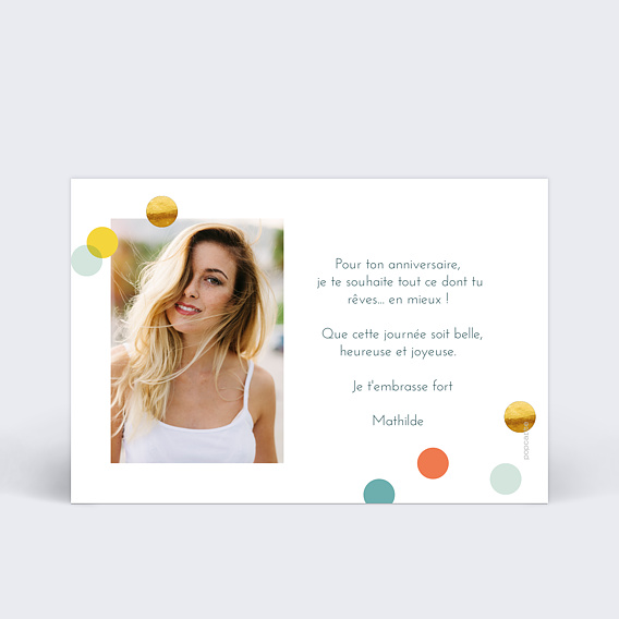 Carte anniversaire Confettis Chic Verso